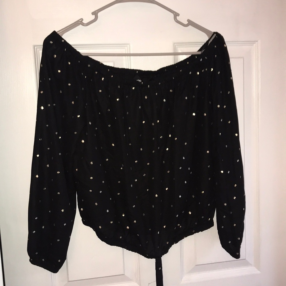 NWOT gorgeous sheer black crop blouse